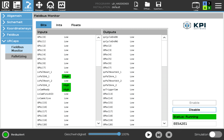 UR Caps für Universal Robots e-Series Feldbus Monitor - Fieldbus Monitor Bits