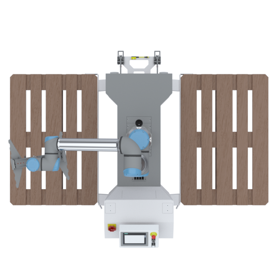 KPI Roboterzelle Euro Paletten, Palettierung von Karton End-Of-Line, Cobots und Roboter URe